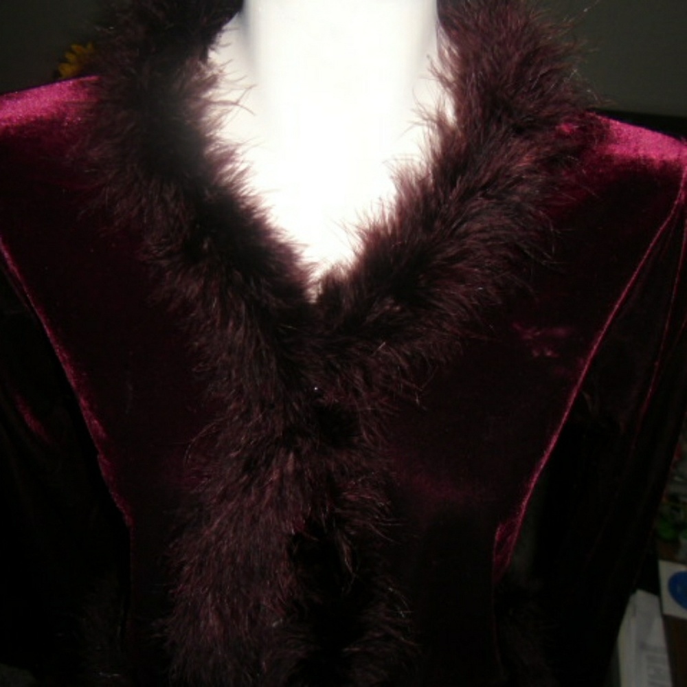 Poly Velvet Feather Trimmed Jacket
